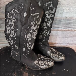 SHEIN Black and Silver Heeled Boots